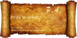Prém Arnó névjegykártya